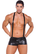Zeus Wet Look Suspender Shorts O/S