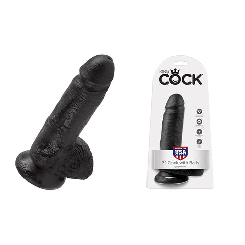 KING COCK 7" WITH BALLS BLACK