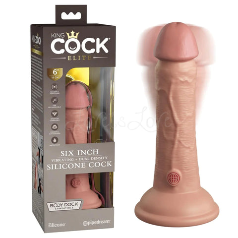 KING COCK ELITE 6" VIBRATING SILICONE COCK