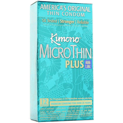 Kimono - MicroThin Condoms PLUS Aqua Lubricant - 12 Pack