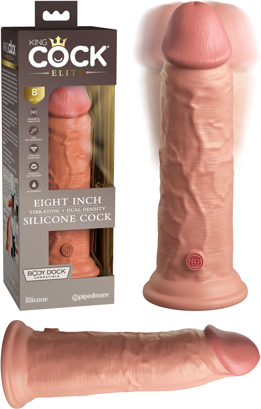 KING COCK ELITE 7" VIBRATING SILICONE COCK