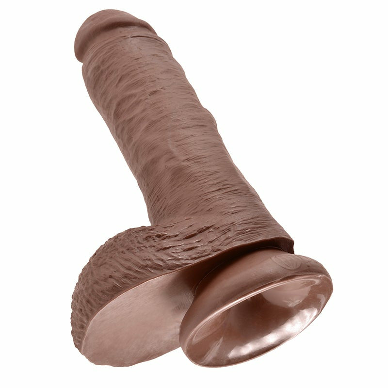 King Cock 8″ with Balls Brown