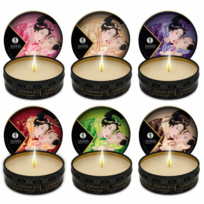 Shunga Erotic Mini Massage Candle Display of 24
